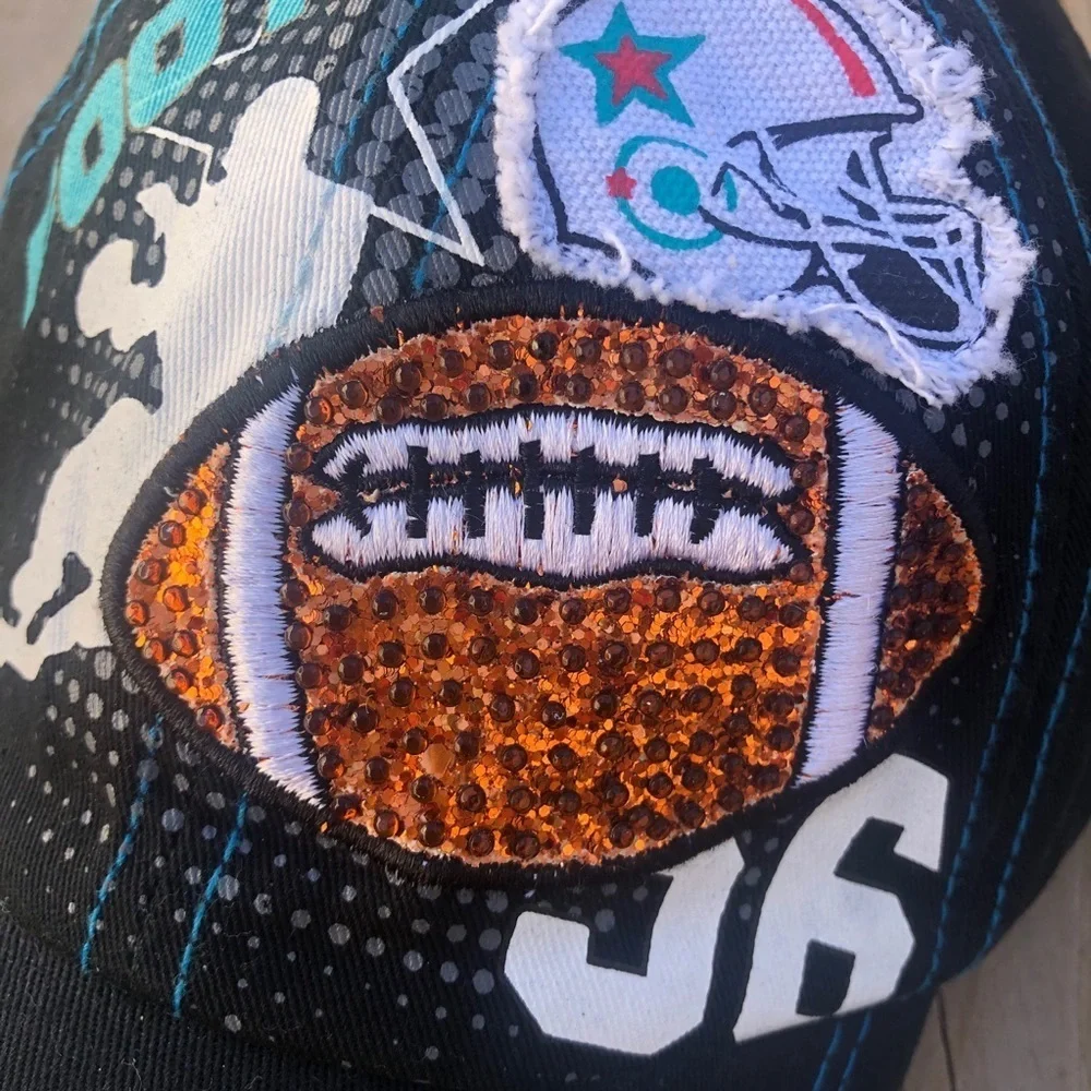 NEW Distressed Bling Football Hat